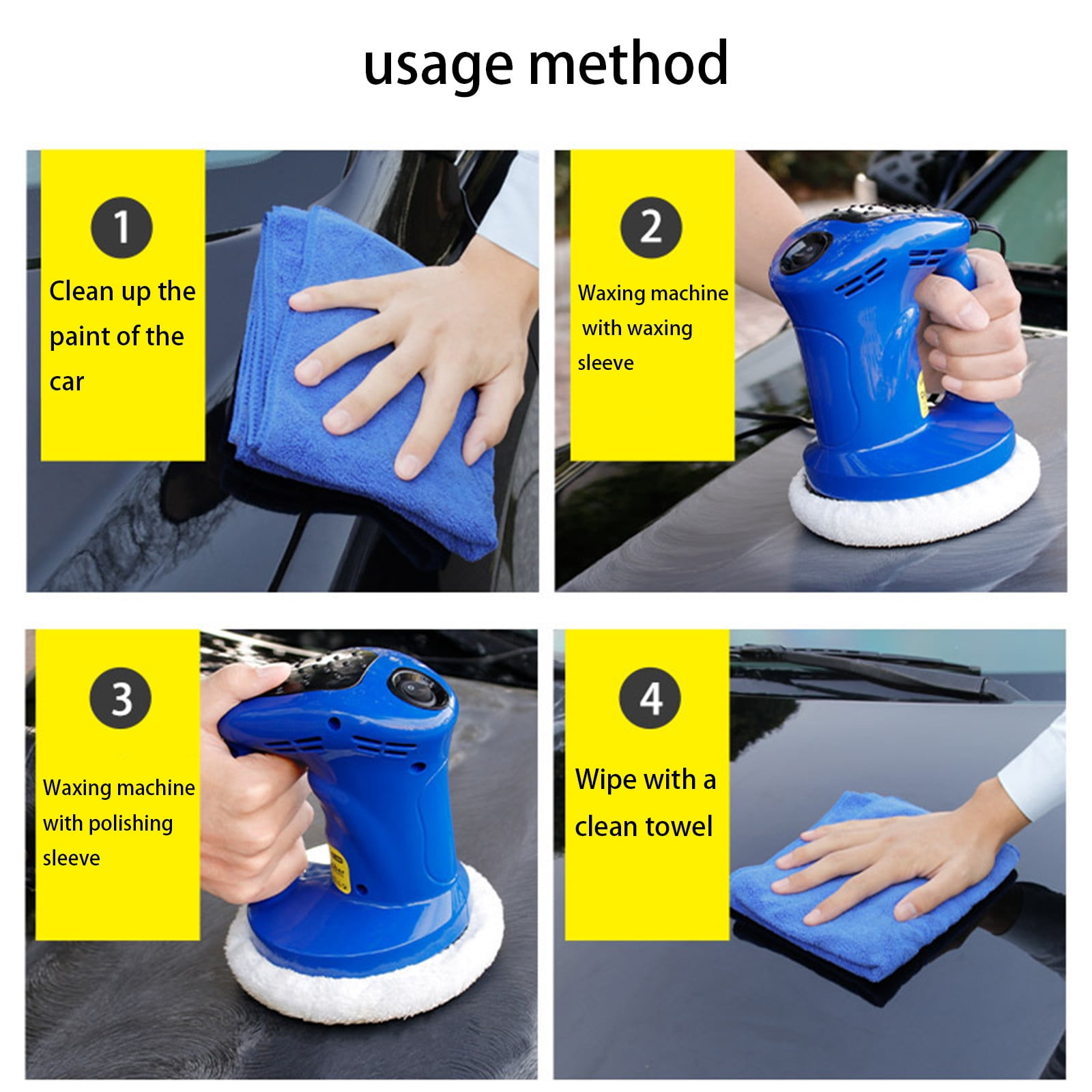 Dpityserensio Buffer Polisher,Electric Car Buffer Machine,Polisher Waxer Kit with 2 Polishing Sponge Covers for Car Detailing Polishing and Waxing,12V