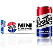 Pepsi Real Sugar Soda, Mini Cans, 7.5oz Mini Cans, (10 Pack), Cola, Soda Pop (Packaging May Vary)