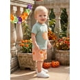 thumbnail image 5 of Cjfdfy Toddler Baby Boy Halloween Thanksgiving Outfits Infant Baby Boys Summer Fall Clothes Pumpkin Embroidery Short Sleeve Pumpkin T Shirt Tops and Elastic Waist Plaid Shorts 2Pcs Set, 5 of 9