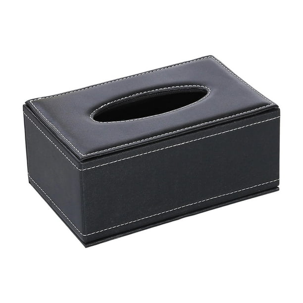 Funda para caja de pañuelos de piel sintética negra, dispensador de pañuelos, soporte para caja de pañuelos de papel higiénico. 20 cm x 12 cm x 85 cm