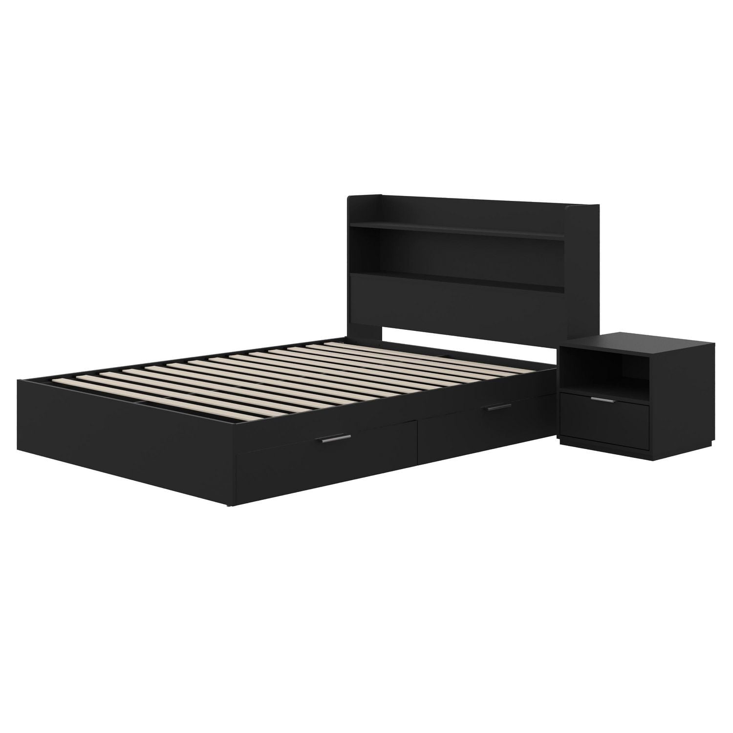 Nexera Hunter Platform Bed With Headboard And 1-Drawer Nightstand
