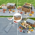 thumbnail image 4 of Luxury Picnic Basket, Wicker Picnic Basket Set for 4, Picnic Basket with Blanket & Portable Table for Camping and Outdoor Party - Gray, 4 of 9