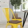 thumbnail image 3 of Merrick Lane Yellow Metal Dining Chair With Curved Vertical Slatted Back And Textured Wooden Seat, 3 of 13