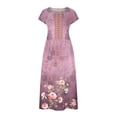 thumbnail image 4 of Lolmot Maxi Dress for Women Shirt Dress Retro Print Cotton Linen Plus Size O-Neck Sleeveless Pockets Kaftan Baggy Long Casual Vest Dresses, 4 of 5