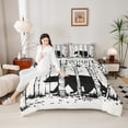 thumbnail image 4 of Homewish Animal Bear 3 Pieces Queen Comforter Set for Female Men Teens,Black White Ultra Soft Bedding Sets,Jungle Wildlife Bedding Comforter Set,Lightweight Room Decor,Reversible, 4 of 8
