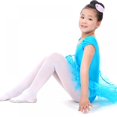 thumbnail image 6 of 3-7T Kids Gymnastics Leotards Ballet Shoe Pattern Girls Short Sleeveless Dancewear Tulle Dress, 6 of 6