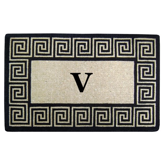 Greek Key 30" x 48" HeavyDuty Coir Doormat - Monogrammed V