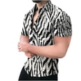 thumbnail image 2 of TIHLMK Mens Short Sleeve Shirts Button Down Tops Men Hawaiian Short Sleeve Beach Stand-up Collar Shirt Printed Summer Casual Button Down Shirts, 2 of 3
