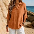 thumbnail image 7 of Oversized Tshirts for Women Lapel Short Sleeve Color Loose Daily Casual Top Summer Clothes for Women, 7 of 7
