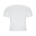 thumbnail image 6 of Women's Summer Crop Tops Fashion Square Neck Short Sleeve Basic Solid Color Tee Casual Slim Fit Shirts (XS, White), 6 of 7