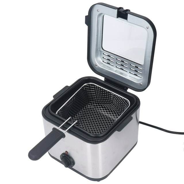 Friteuse à Frites, Capacité Familiale 2,5 L 1000 W Friteuse à Cuisson Rapide avec Température Réglable, Friteuse Électrique à Immersion en Acier Inoxydable avec Couvercle pour