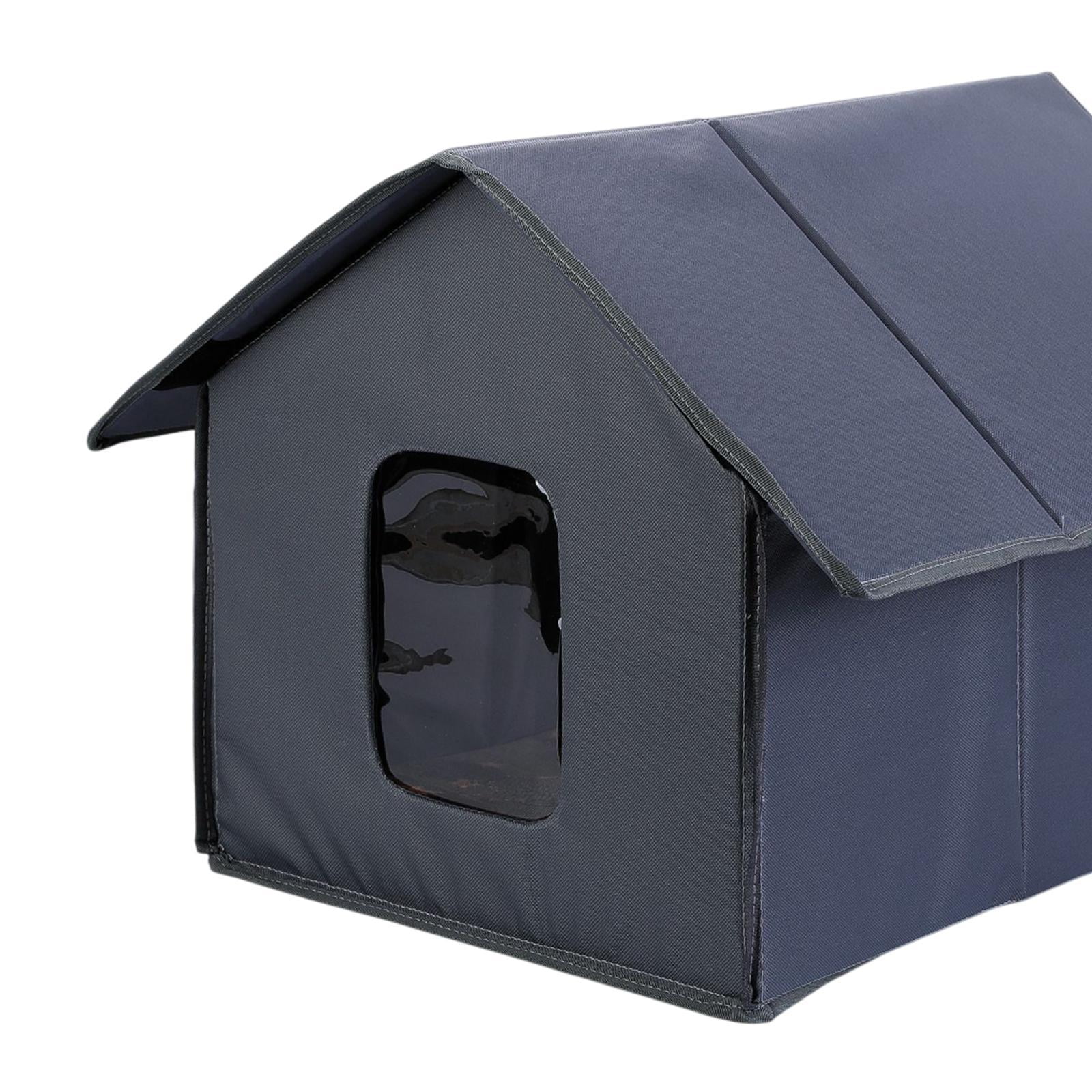 TOOYFUL Stray Cat Shelter Dog House Warm Dog Bed Outdoor Cat House for Puppy Dog Cat Gray Pointed Top