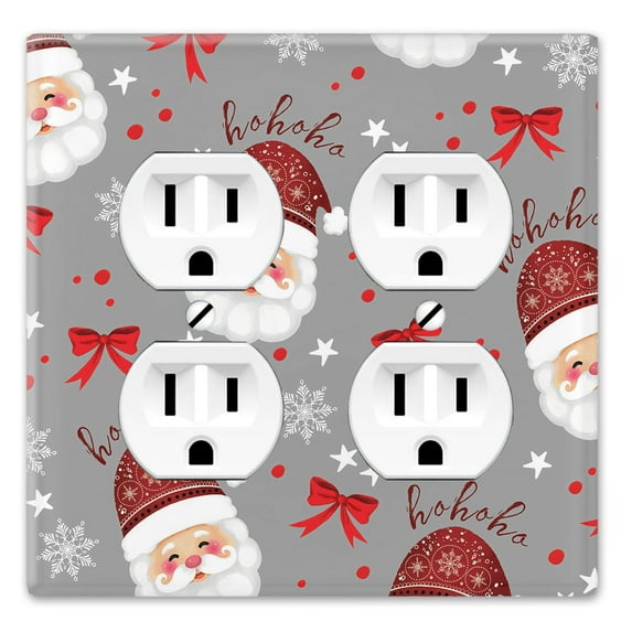 WIRESTER 2-Gang Duplex Outlet Wall Plate/Switch Plate Cover, Hohoho Santa Claus Saint Nicholas