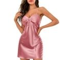 thumbnail image 3 of Aboser Womens Silky Satin Nightgown with Built in Bra Sleepshirts Elegant Full Slip Nightdress Padded V Neck Sleepwear Soft Sleeveless Short Chemise Lingerie, 3 of 5