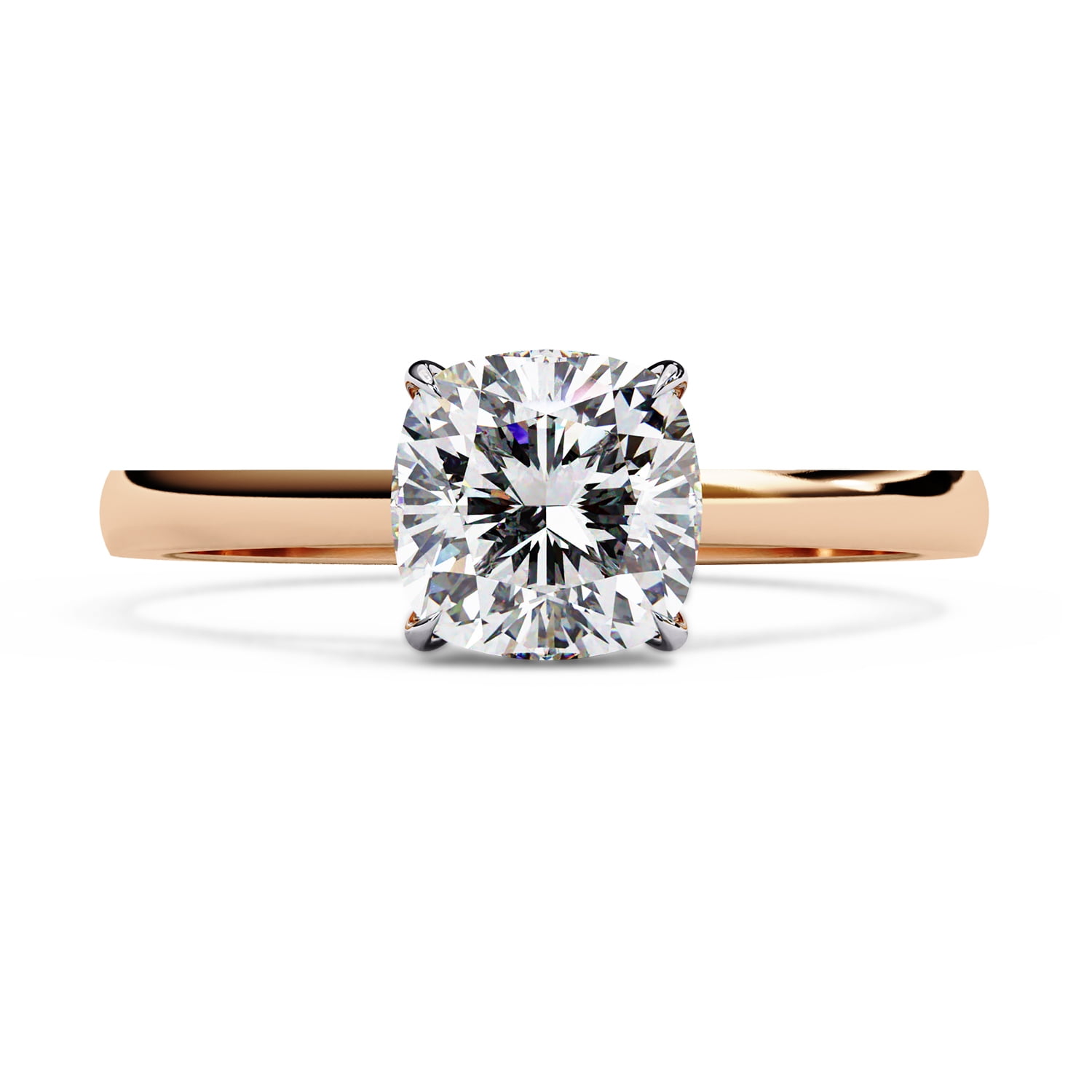 Solitaire Wedding Engagement Ring for Women | Center 6.5MM Cushion Cut Lab Created Moissanite Promise Rings in 10K Solid Rose Gold Jewelry Gift for Her, Ring Size 6