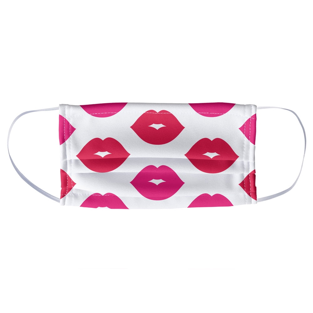 Kisses Lips Pattern 1-Ply Reusable Face Mask Covering, Unisex