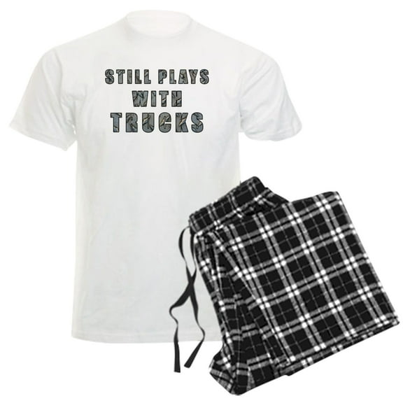 CafePress - Still Plays With Trucks Men's Light Pajamas - Men's Light Loose Fit Cotton Pajama Set
