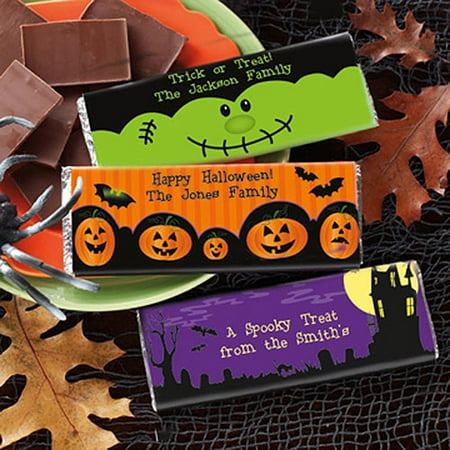 Personalized Halloween Candy Wrappers, Pumpkins, Set of 30