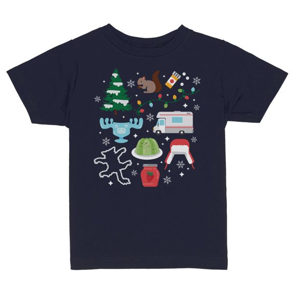 TeesAndTankYou Christmas Icons Toddler Kids T-Shirt 2T Navy