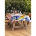 thumbnail image 3 of Outdoor Tablecloth with Umbrella Hole for Patio/Picnic/Party/Camping, Hummingbirds Waterproof Table Cloth Rectangle Table Cover Washable, Spring Summer Watercolor Flowers Plant (54"x 80"), 3 of 8