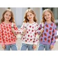 thumbnail image 2 of DOZINSIX 3 Pack Toddler Girls Crewneck Sweatshirts Kids Cotton Strawberry Print Long Sleeve Fall Winter Pullover Tops, 2 of 9
