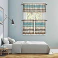 thumbnail image 5 of Farmhouse Blue Grey Brown Kitchen Curtains Sets for Windows 24 Inch Length, Vintage Ombre Wooden Rod Pocket Window Treatments Tier Curtains and Valances Set for Bedroom/Bathroom, 5 of 8