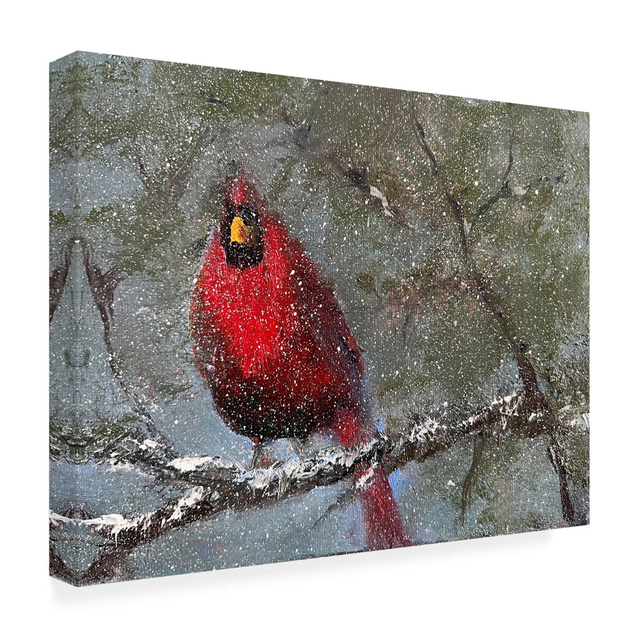 Trademark Fine Art Marilyn Wendling Cardinal in Snow I Canvas Wall Art