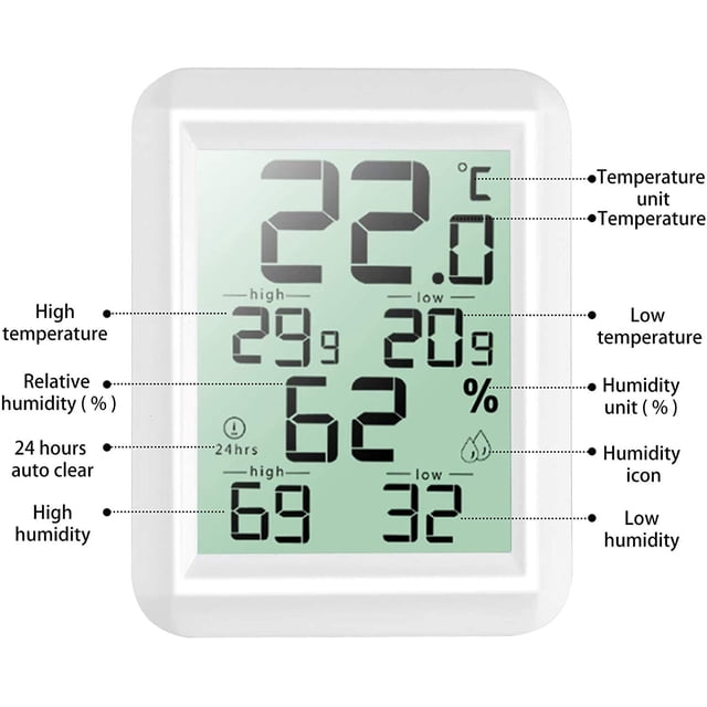 digital de alta precisión para interiores, ℃/℉ conmutable, termohigrómetro para detectar humedad y temperatura, indicación de nivel de comodidad en la cocina de la oficina en el hogar