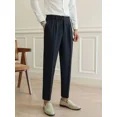 thumbnail image 4 of Pantalones de verano fluidos para hombre, 9 pantalones de traje de color sólido recortados para hombre, pantalones de vestir formales chinos antiarrugas drapeados para hombre, nuevos y económicos, 4 of 5