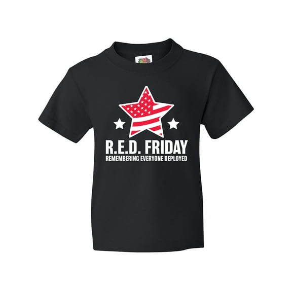 Inktastic Red Friday Remembering Everyone Deployed with Red American Flag Youth T-Shirt