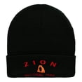 thumbnail image 5 of Zion Embroidered Long Knitted Beanie - Black OSFM, 5 of 5
