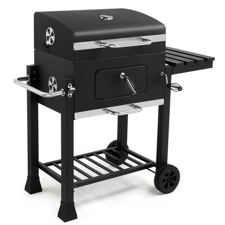 Segmart Charcoal Grill, Outdoor BBQ Grill with Foldable Side Table, Heavy Duty 24-inch Charcoal Grill on Wheels Portable