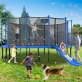 thumbnail image 7 of Jump Into Fun Trampoline 16 15 14 12FT for 9-10 Kids/ 4-5 Adults, Trampoline with Slide, Enclosure, Basketball Hoop, LED Light and More, 1500LBS Heavy Duty Galvanized Outdoor Trampoline for Family, 7 of 7