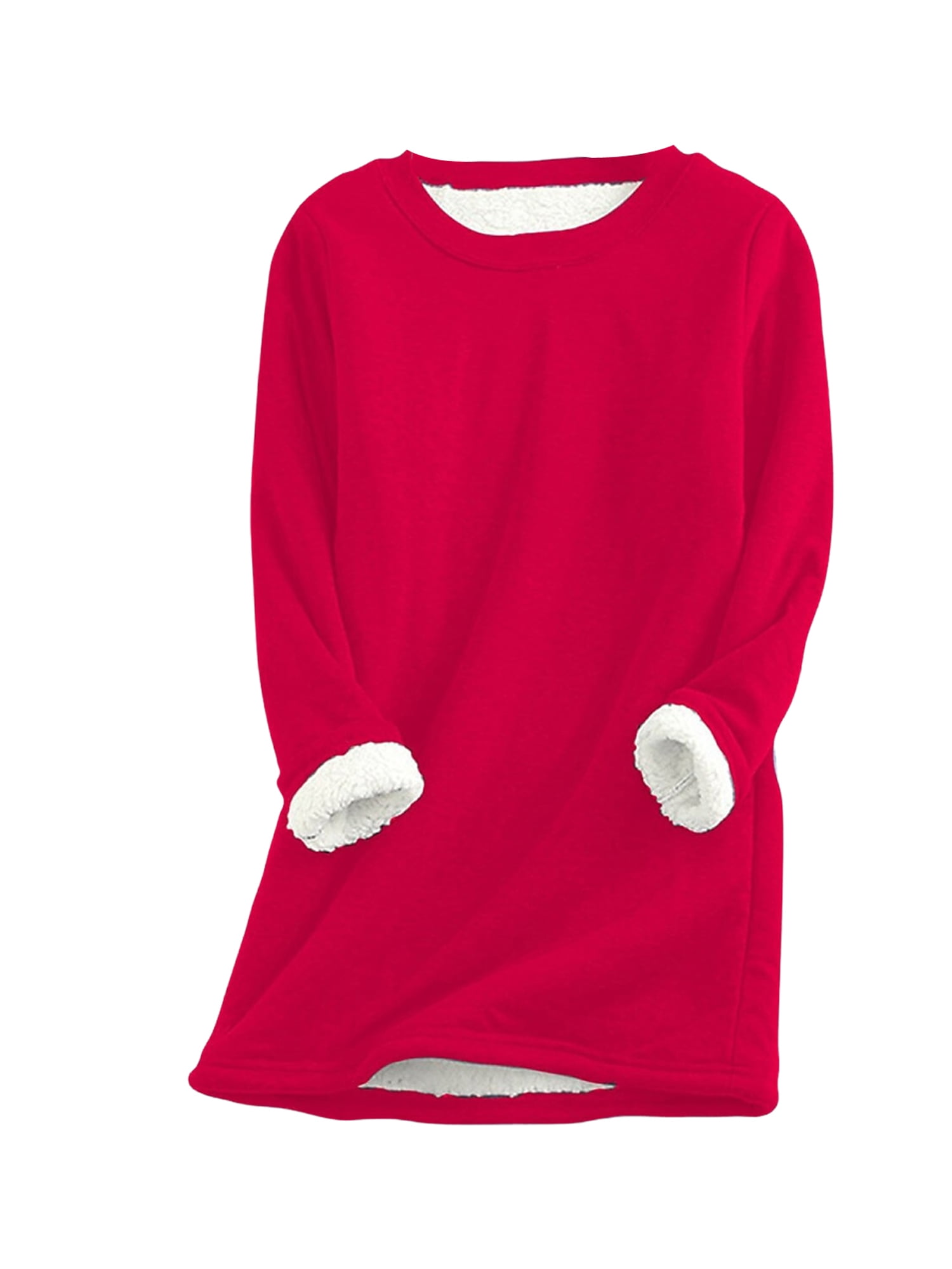 Aunavey Women's Winter Warm Sherpa Lined Fleece Crewneck Sweatshirt Pullover  Loungewear Tunic Tops - Walmart.com