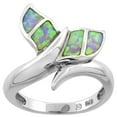 thumbnail image 1 of 925 Sterling Silver Hand Inlay Synthetic Pink Opal Whale Tail Ring 19mm, 1 of 1