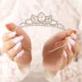 thumbnail image 3 of Crystal Girl Tiaras Silver Birthday Gift Crown Rhinestone Headband Tiara for Women, 3 of 4