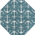 thumbnail image 1 of Unique Loom Outdoor Coastal Nautical Beach Rug 5' 3 x 5' 3 Octagon Teal/Ivory, 1 of 1
