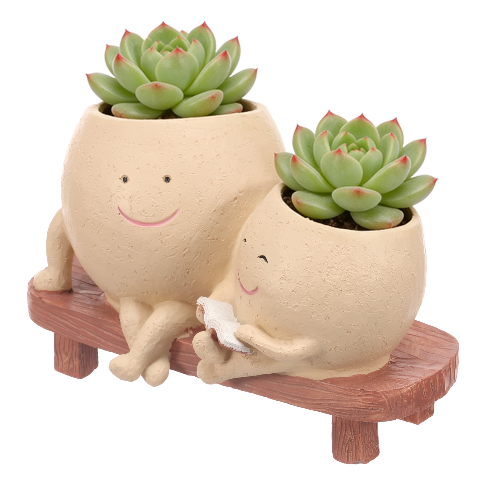 Rocking Chair Smiley Face Planter Cute Plant Pots for Indoor Outdoor Plants Succulent Pots with Drainage Hole Unique Funny Flower Pot for Succulents Plant Gifts