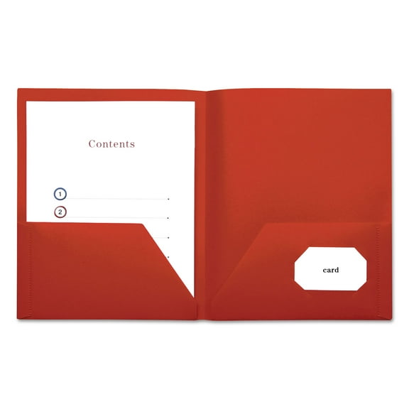 Two-Pocket Plastic Folders, 100-Sheet Capacity, 11 X 8.5, Red, 10/pack | Bundle of 5