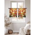 thumbnail image 2 of Retro Floral Sheer Curtains 45 inches Long 2 Panels Set Red White Yellow Poppy Flowers Oil Painting Tiers Sheers Rod Pocket Small Window Short Curtains for Kitchen Cafe, Each 52" W x 45" L, 2 of 7