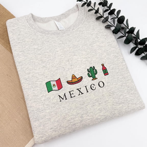 Mexico Embroidered Sweatshirt, Mexican Flag Shirt, Western Country Hoodie, Cowboy Sweater, Retro Embroidered Tee, Mexican Pride Nationality