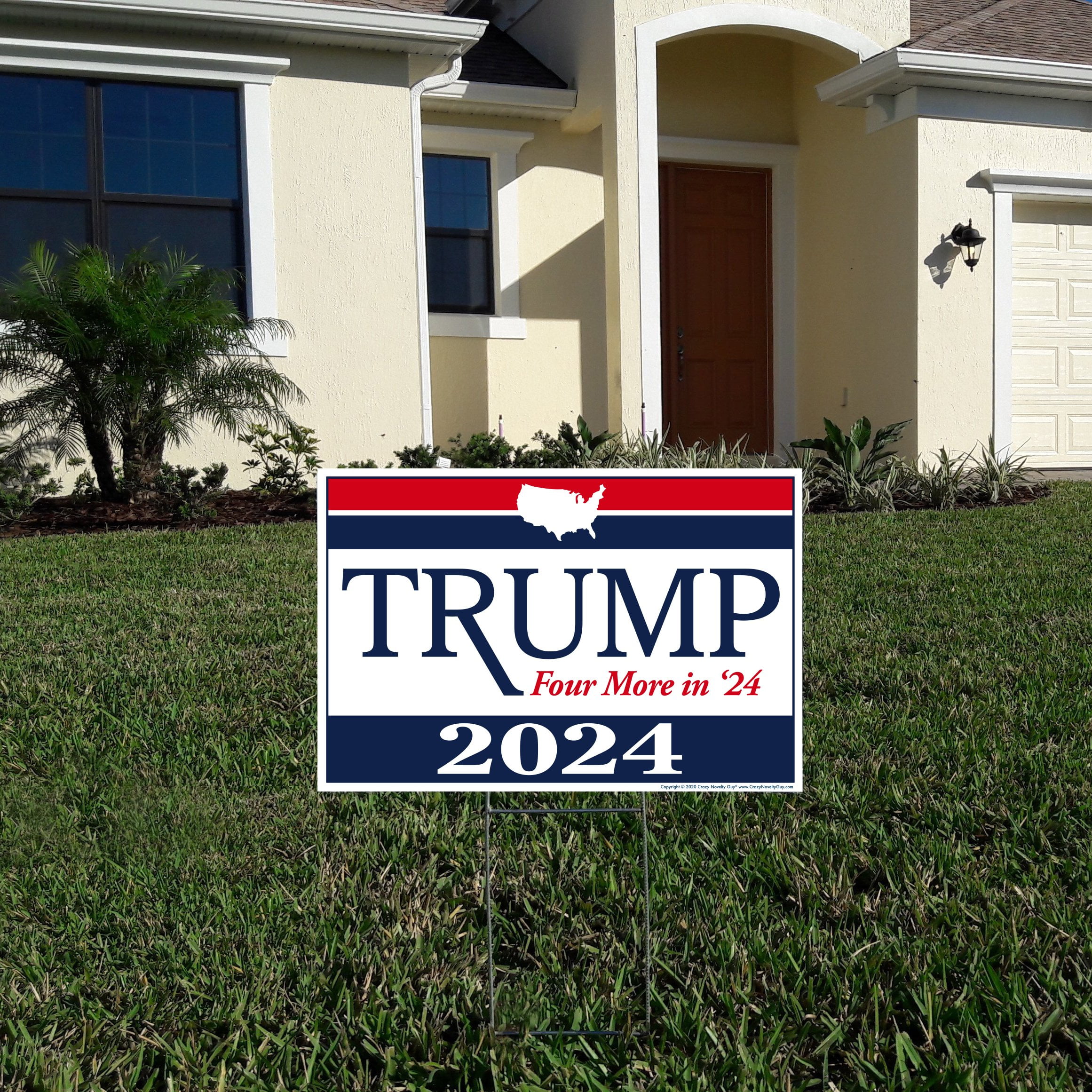 Political Campaign Yard Sign w/Stake Donald Trump 2020 18 x 12 Double-Sided 