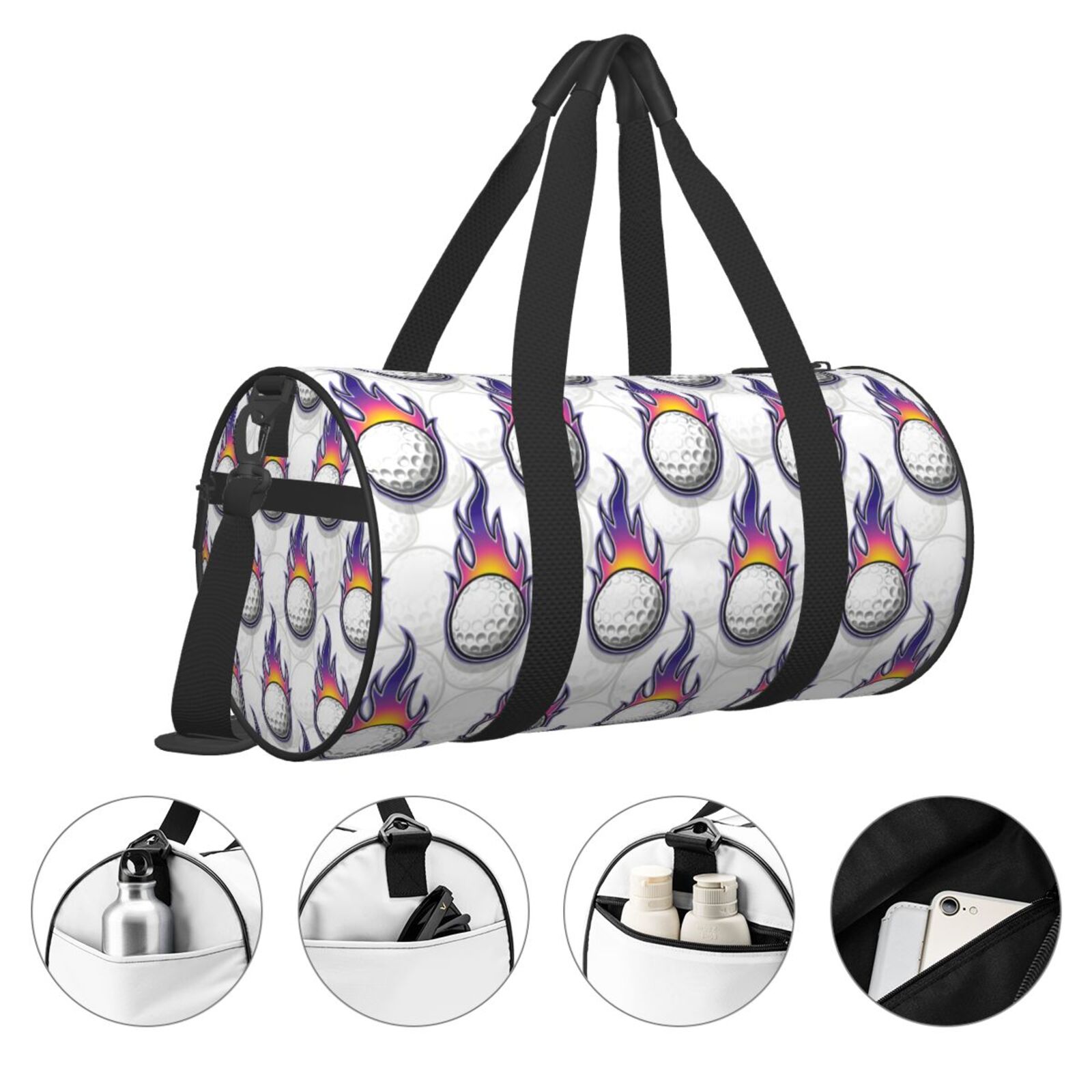 Fuzoiu Golf balls Print Travel Bag, Large Capacity Travel Bag, Sports Gym Bag, Travel Duffel Bag, Weekender Overnight Bag for Women and Man