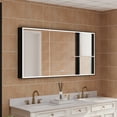 thumbnail image 4 of ANGELES HOME 60"x30" LED Mirrored Medicine Cabinet, Medicine Cabinets with Lights for Bathroom, Recessed or Surface Mount, Led Medicine Cabinet with Outlets & USB, Defogger, Dimmer, Three Open Door, 4 of 16