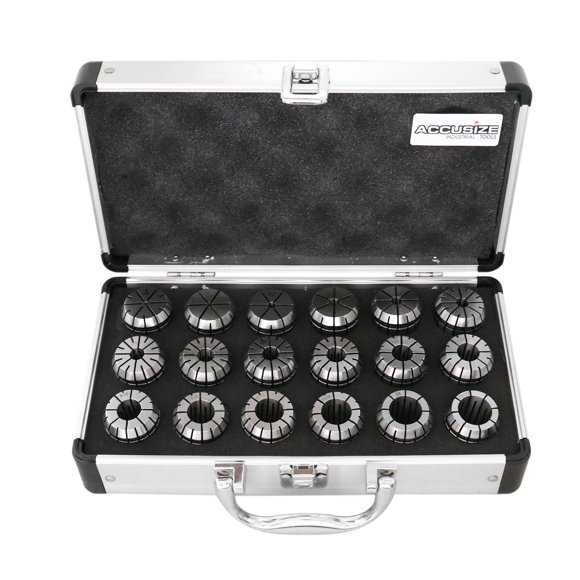 Accusize - 18 Pcs ER32 Collet Set 3/32'' to 25/32'' in Fitted Strong Box, #0223-0880