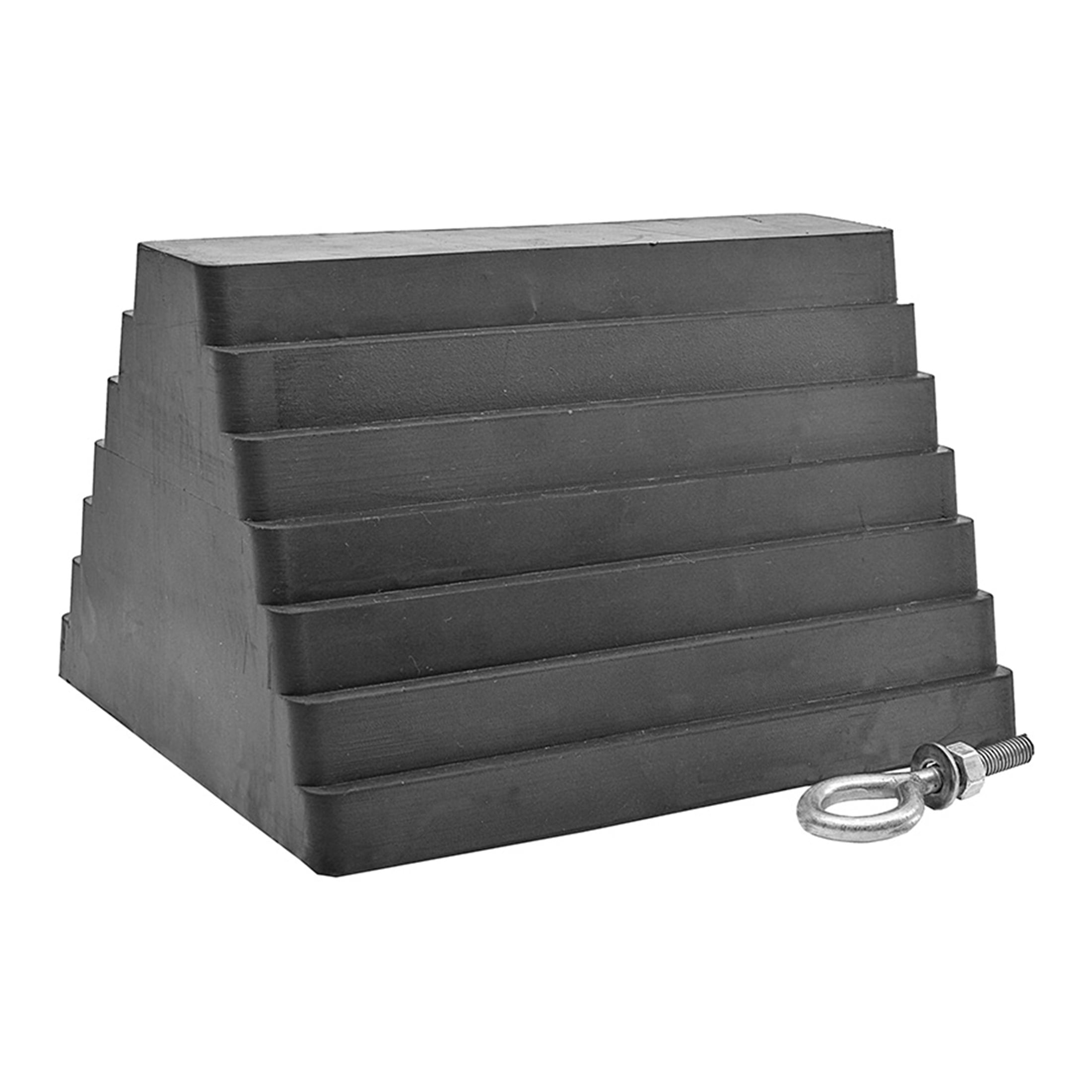 Hyper Tough Pyramid Rubber Wheel Chock with Eyebolt, Heavy-Duty Non-Slip Design for Cars, Trailers, RVs and Trucks