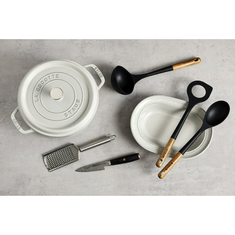 Staub Cocotte 3 piece set of cast iron pot, pan and baking dish 24 cm,  white truffle, 40508-388 