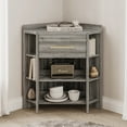 thumbnail image 3 of BELLEZE Corner Cabinet with Power Strip, Corner Table with 1 Storage Drawer and 8 Shelves, Store and Organize Home Furniture for Small Space - Sonoma (Gray), 3 of 7