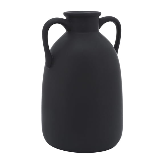 Sagebrook Home Ceramic 10"h Eared Vase, Black