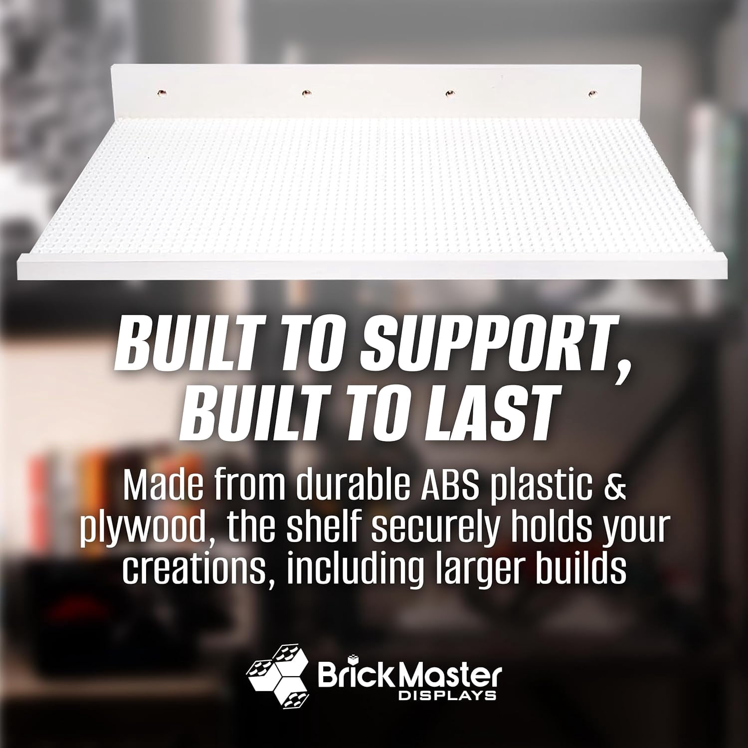 Brickmaster Displays - XL Shelves Floating Shelves for Building Block Display - Compatible as a Lego Display Shelf - Floating Shelves for Wall - Works with Major Building Blocks - White, 2-Pack